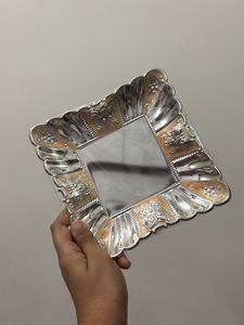 Silver square enamel tray