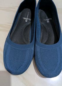 Blue Knit Ballet Flats