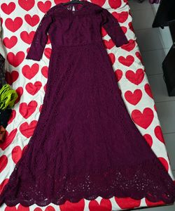Athena Burgundy Lace Maxi Dress