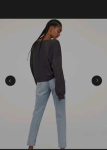 H&amp;M Charcoal Oversized Crop Sweatshirt