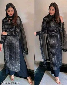 Elegant Black Sequined Kurta Set