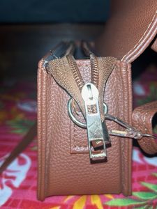 Brown Heart Clasp Crossbody Bag