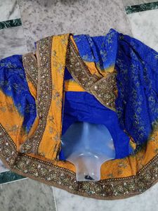 Elegant Blue &amp; Gold Saree
