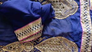 Nevy Blue Color Georgette Embroidery Saree