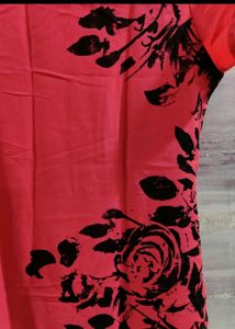 Red And Black Flower Print Kurta