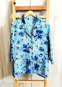 Sky Blue Printed Shirt Size-44