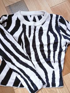 Zebra Print Knit Sweater