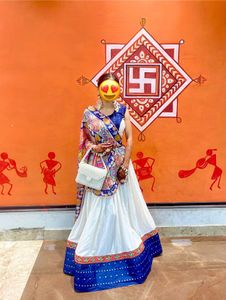 Lahenga Choli White & Navy Blue