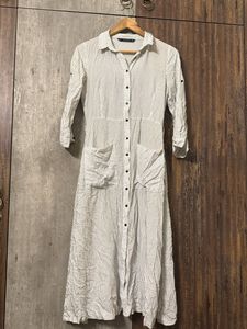 Zara White Striped Button Dress