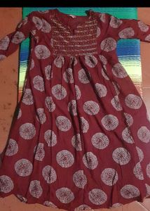 Maroon Printed Dress