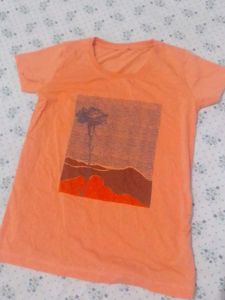Orange Stretchable T-shirt Women