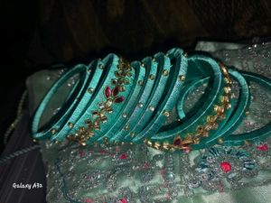 Teal Beaded Bangle Bracelet