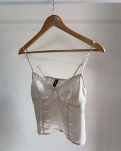 H&amp;M Satin Lace Trim Cami Top