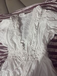 White Crochet Trimmed dress