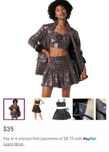 Sequin Plaid Two-Piece Set