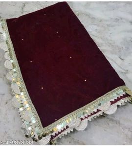 Maroon Velvet Dupatta
