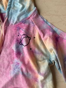 Pastel tie dye cold shoulder hoodie