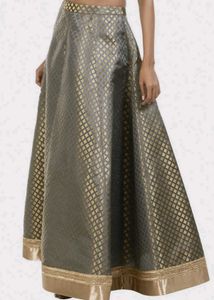 INDYA Grey Banarasi Maxi Skirt
