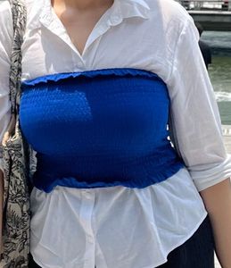 H&amp;M Blue Smocked Tube Top