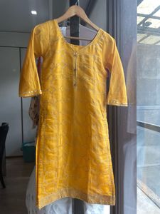 Yellow Geometric Print Kurti