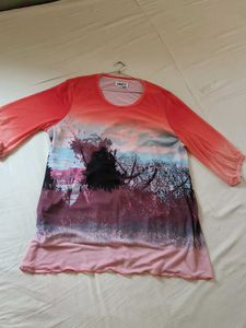 Orange Graphic Print Top