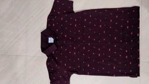 Maroon Printed Polo T-Shirt