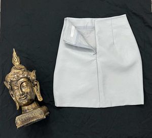 Sky Blue Mini Skirt leather touch