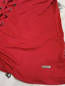 Red Lace-Up Tank Top