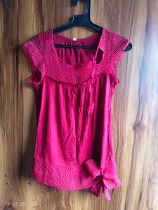 Red Polka Dot Top With Knot Detailing