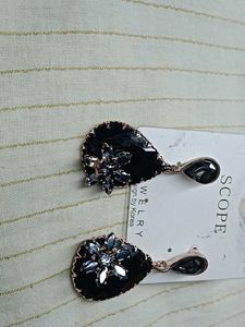 Black Stone Drop Earrings