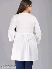 White Flared Tunic with Yellow Floral Embroidery