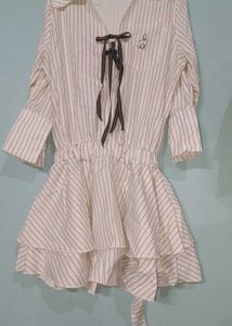 Striped Tie Neck Dress