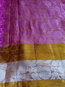 Gold With White And Pink Colour Saree ✨💖