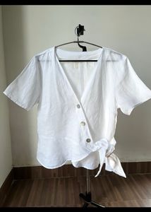 H&amp;M Wrap Up Linen Top