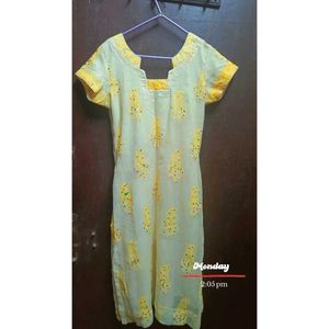 Yellow Printed Kurti