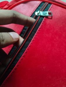 Red Doll Print Circle Bag