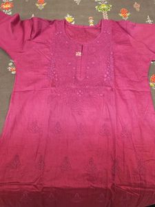 Pink Embroidered Kurta