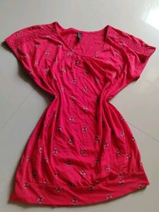 Embroidered Coral Red Boho Top