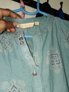 Boho Blue Embroidered Tunic Dress