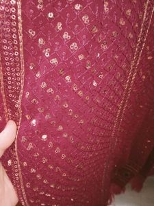 Red Chikankari Wedding Gown