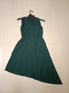 Green Asymmetrical Cocktail Dress