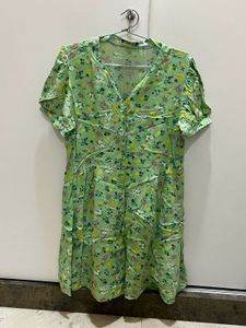 Women Green & Yellow Floral Printed Fit and Flare
