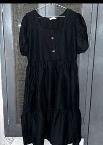 Black Puff Sleeve Midi Dress ❤️