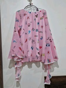 Pink Patterned Long Sleeve Top