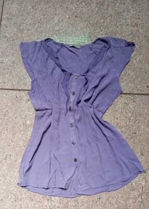 Purple Button-Down Sleeveless Top