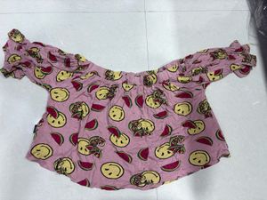 Smiley Face Off-Shoulder Top