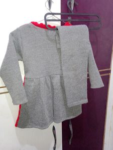 1-2 Yr Grey&amp;Red Colour Woolen Set