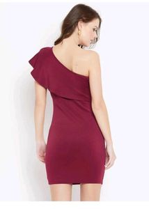 Burgundy One-Shoulder Dress