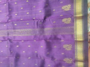 Purple And Green Dual Tone Silk Saree