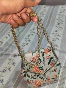 Floral Print Hexagon Sling Bag
